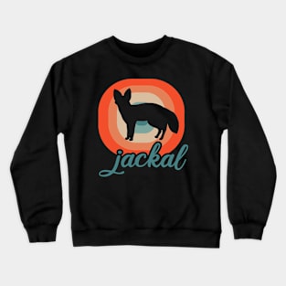 Retro Jackal Sunset Fan Wild Dog Wolf Design Crewneck Sweatshirt